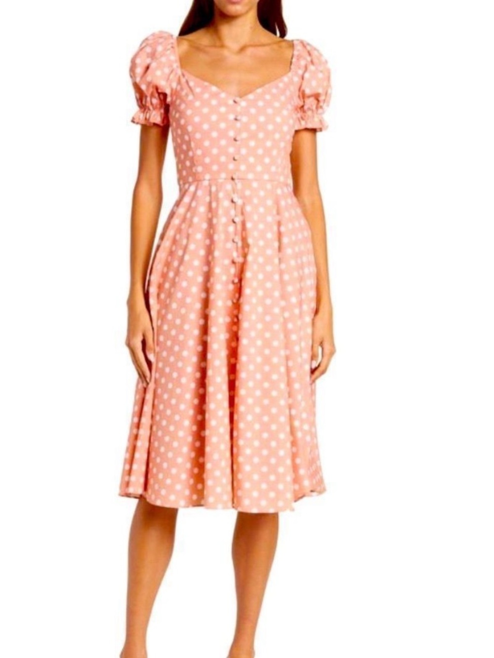 CAROLINE CONSTAS Savannah Dress - SZ M Pink, Polka Dot